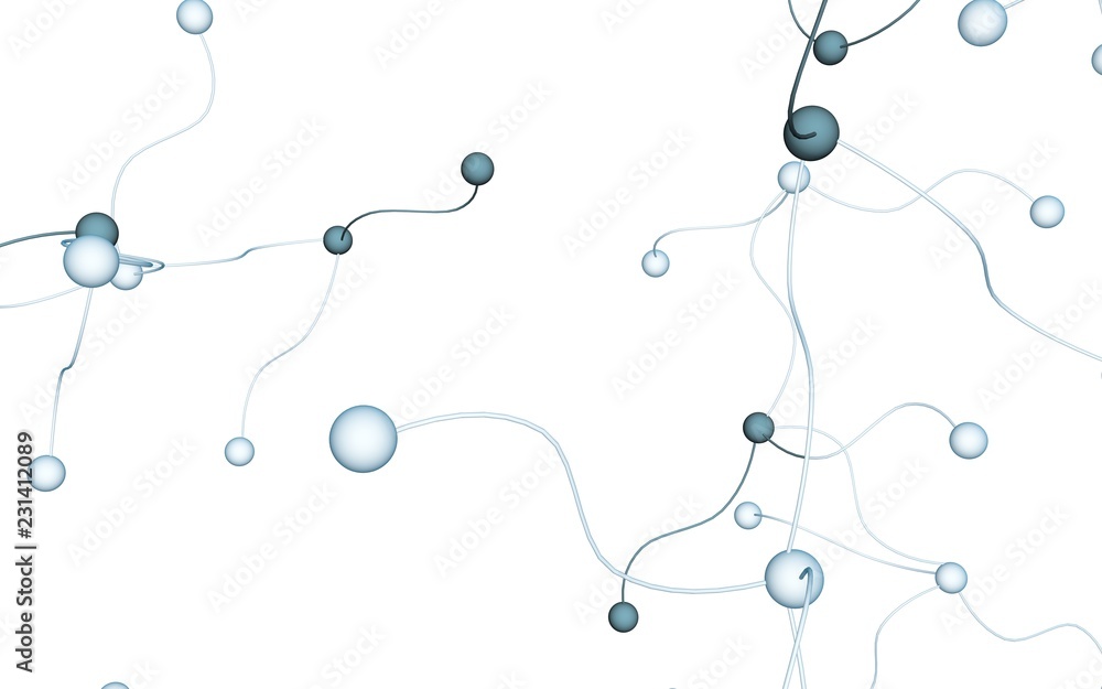 Neural network. Social network. Futuristic dna, deoxyribonucleic acid. Abstract molecule, cell illustration, mycelium. Light background. 3D illustration Neural network. Social network. Futuristic dna, deoxyribonucleic acid. Abstract molecule, cell illustration, mycelium. Light background. 3D illustration