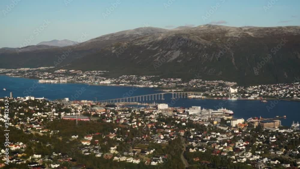 Tromso city airport flight arrival aerial plane window view Tromso city airport flight arrival aerial plane window view
