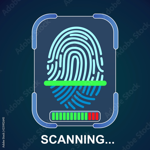 Fingerprint scanning icon for apps with security unlock – vector
