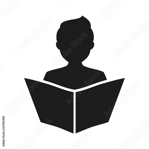 Мan read a book simple icon. Education symbol. Instruction manual icon – vector for stock