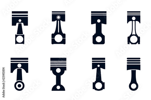 Piston spare set icons parts for cars – stock vector