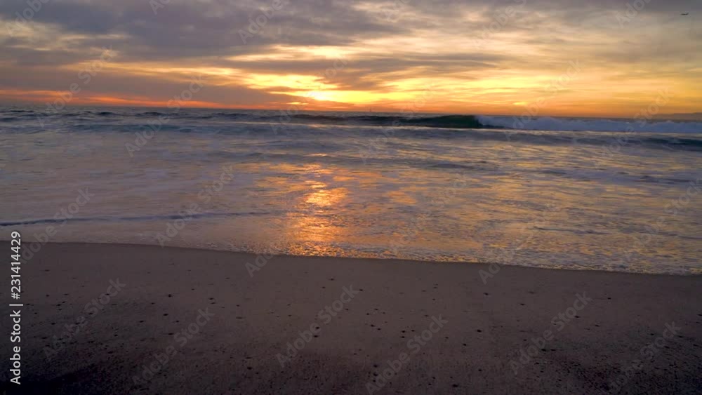 Sunset and waves in California Sunset and waves in California