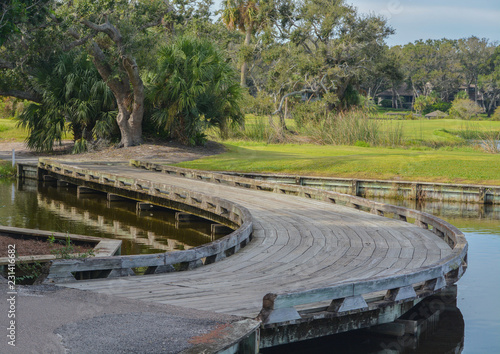 Wood bridge near Amelia Plantation in Nassau County  Florida.