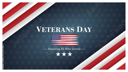 veterans day, November 11, honoring all who served, posters, modern design vector illustration