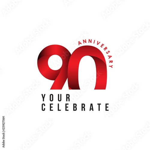 90 Year Anniversary Vector Template Design Illustration