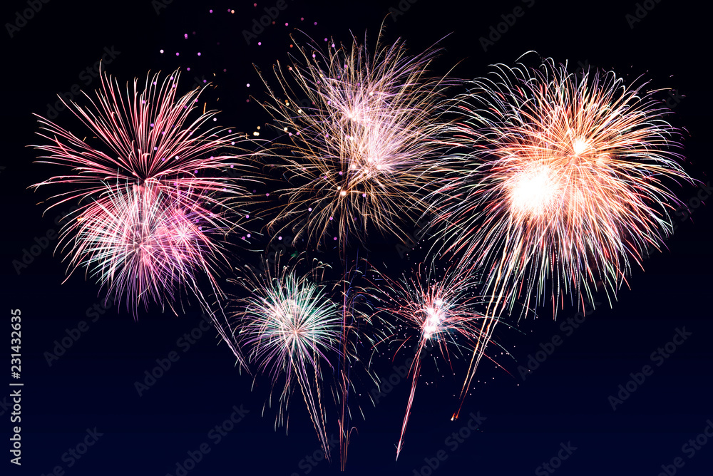Abstract background. Fireworks circle blur. Colorful in celebration. Background festive New Year