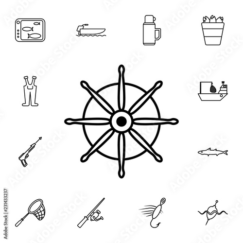 Ship's steering wheel icon. Detailed set of diving, fishing and hunting icons. Premium quality graphic design icon. One of the collection icons for websites, web design, mobile app