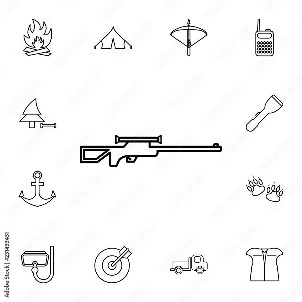 Obraz premium Hunting rifle icon. Detailed set of diving, fishing and hunting icons. Premium quality graphic design icon. One of the collection icons for websites, web design, mobile app