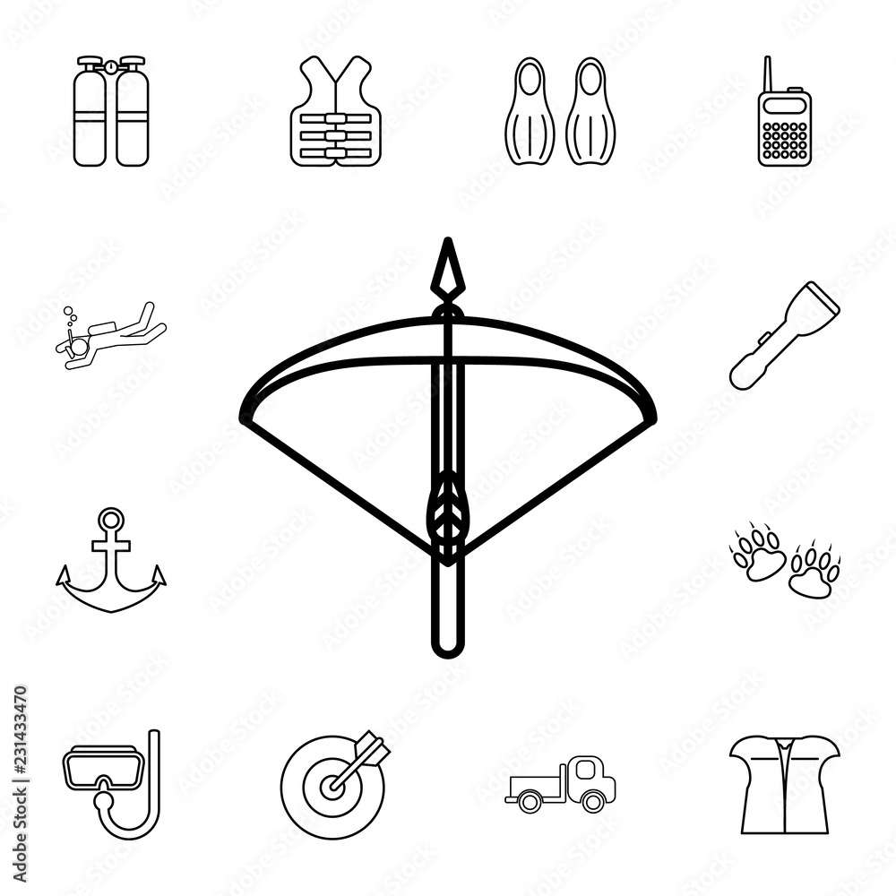 Crossbow icon. Detailed set of diving, fishing and hunting icons. Premium quality graphic design icon. One of the collection icons for websites, web design, mobile app