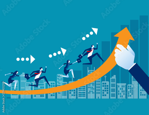 Team with business growth. Concept business vector, Path to success, Support, Partner.