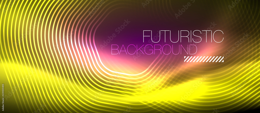 Neon glowing lines, magic energy space light concept, abstract background wallpaper design Neon glowing lines, magic energy space light concept, abstract background wallpaper design