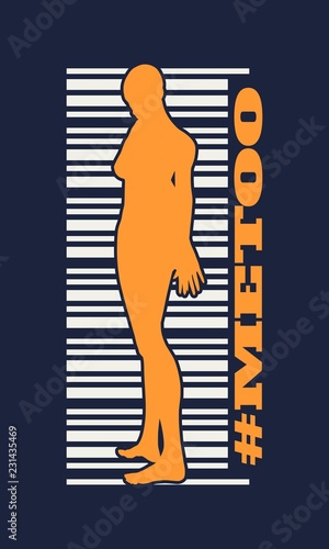 Me too hashtag. Social movement concerning sexual assault and harassment. Bar code with woman silhouette