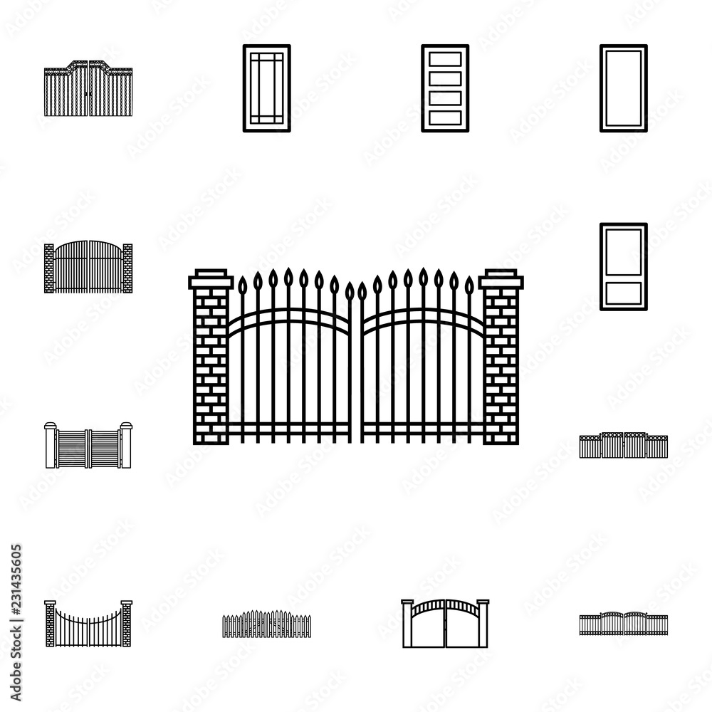 Gate icon. Detailed set of Doors, gates and windows icons. Premium quality graphic design icon. One of the collection icons for websites, web design, mobile app