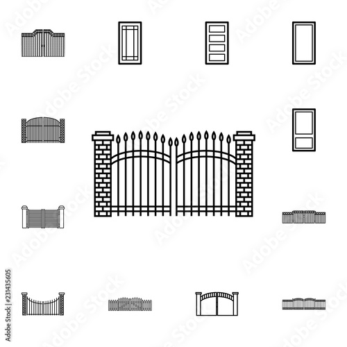 Gate icon. Detailed set of Doors  gates and windows icons. Premium quality graphic design icon. One of the collection icons for websites  web design  mobile app