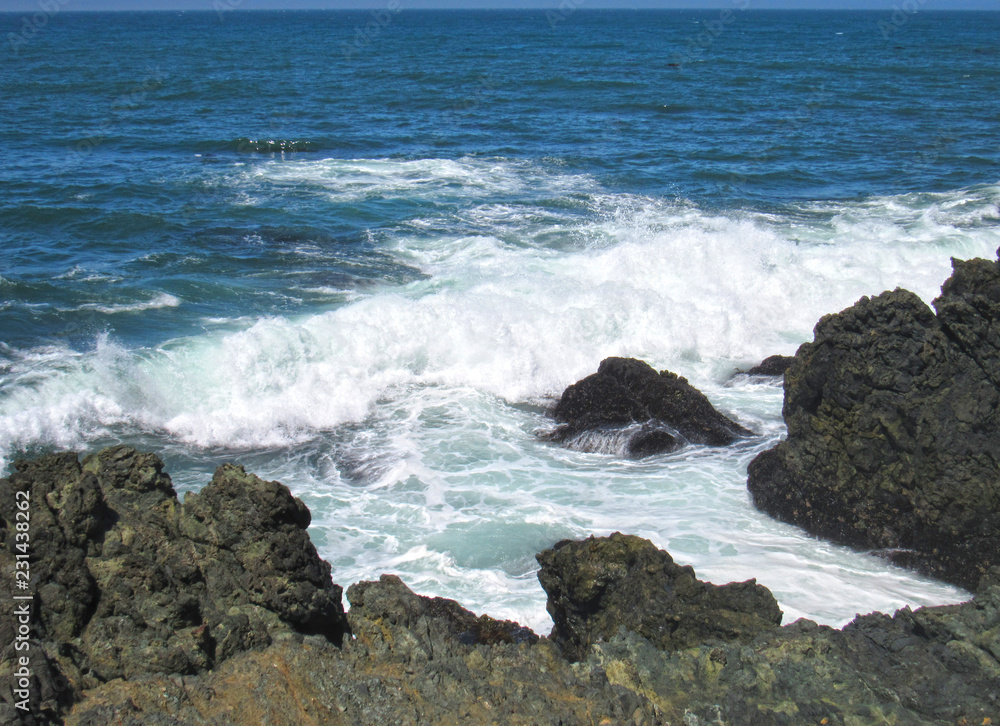 Waves crashing in high surf on the N. California coast Waves crashing in high surf on the N. California coast