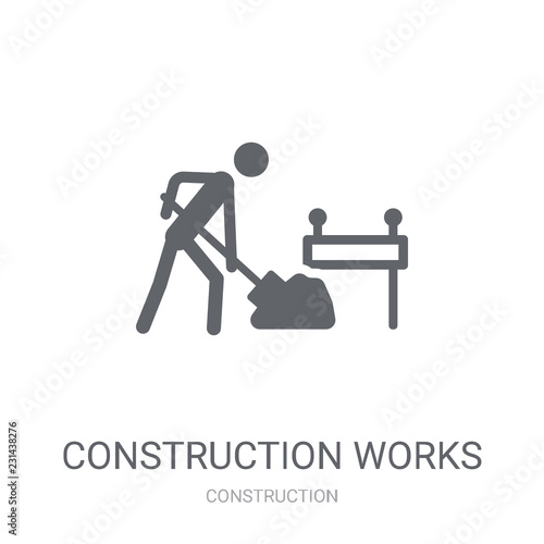Construction works icon. Trendy Construction works logo concept on white background from Construction collection