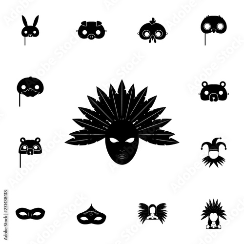 Carnival mask with feathers icon. Detailed set of carnival masks icons. Premium quality graphic design icon. One of the collection icons for websites, web design, mobile app