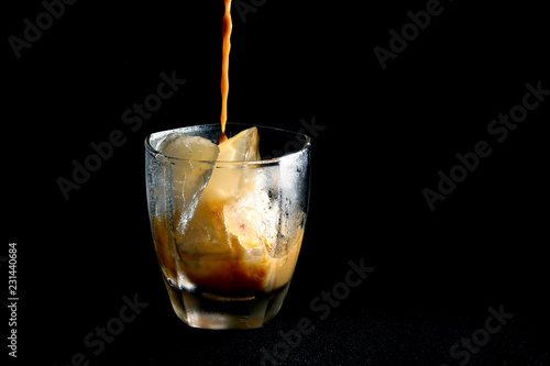 Iced Coffee on black background
