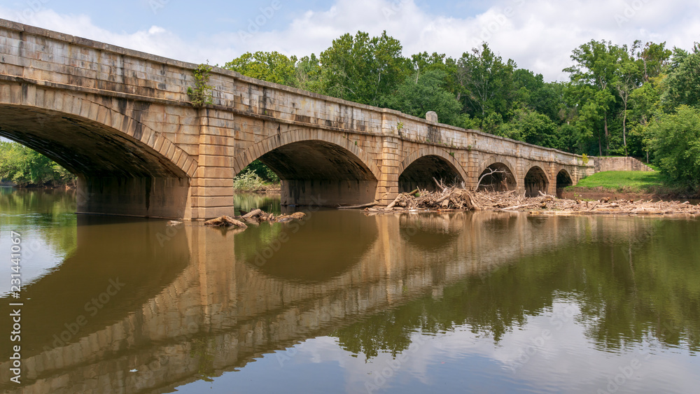 The Monocacy Aqueduct is the largest aqueduct on the Chesapeake and Ohio Canal, crossing the Monocacy River just before it empties into the Potomac River in Frederick County, Maryland, USA.