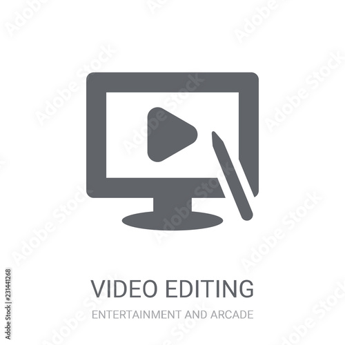 Video editing icon. Trendy Video editing logo concept on white background from Entertainment and Arcade collection
