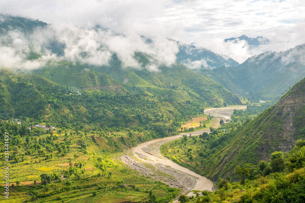 River in Mountains Lohaghat, Uttarakhand, India