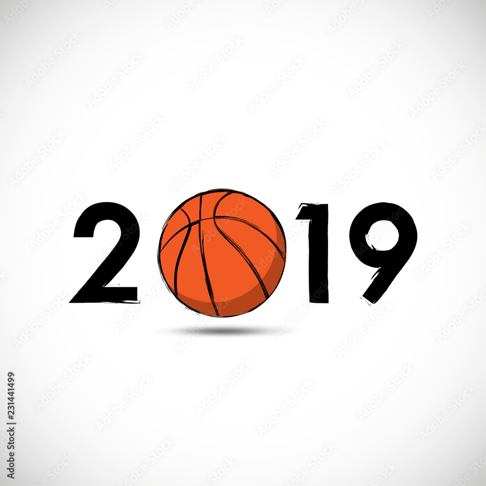 2019 basketball tournament with abstract basketball ball