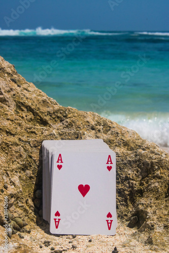 ace of heart poker card beach theme