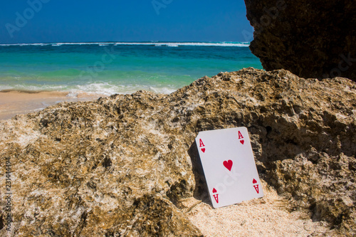 heart poker card beach theme