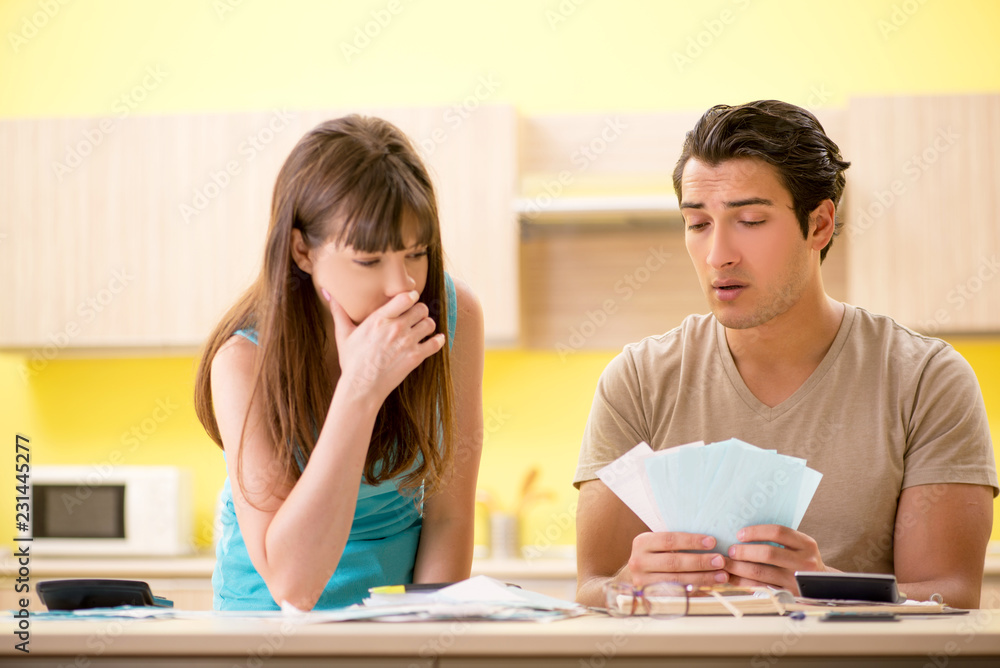 Young family struggling with personal finance Young family struggling with personal finance