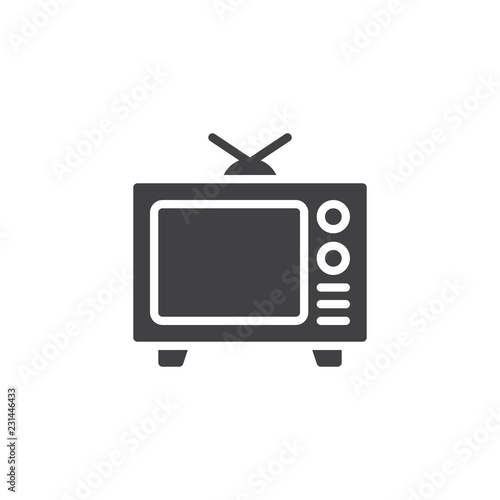 Retro Television with antenna vector icon. filled flat sign for mobile concept and web design. Old TV with button simple solid icon. Symbol, logo illustration. Pixel perfect vector graphics