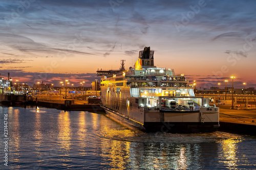 Car ferries from Calais to Dover. Different then travelling by land.