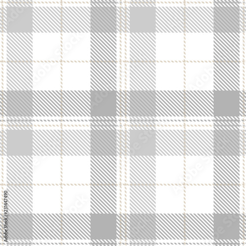 Tartan Seamless Pattern Background in Pastel Grey, Dusty Beige And White Color Plaid