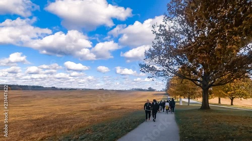 Hyperlapse Timelapse of Fall Follage at Valley Forge National Historic Park located in Valley Forge, Pennsylvania, USA photo