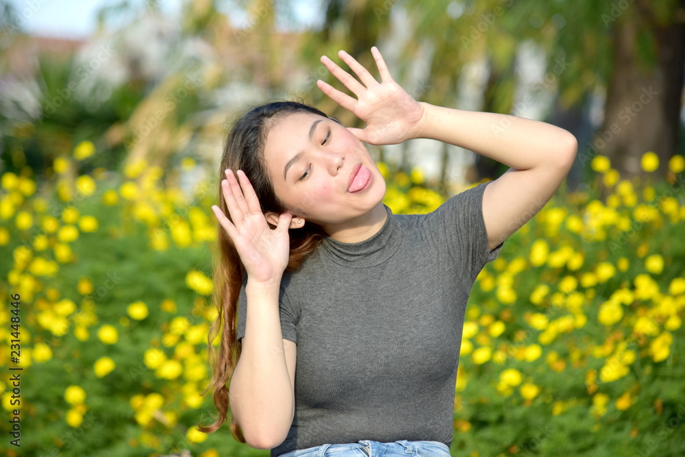 Pretty Minority Adult Female Making Funny Faces Pretty Minority Adult Female Making Funny Faces