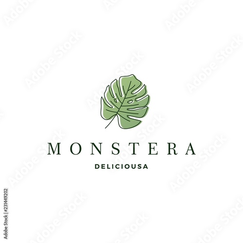 monstera deliciosa deliciousa leaf logo vector icon illustration