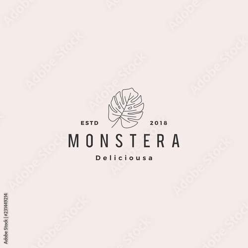 monstera deliciosa deliciousa leaf logo vector icon illustration