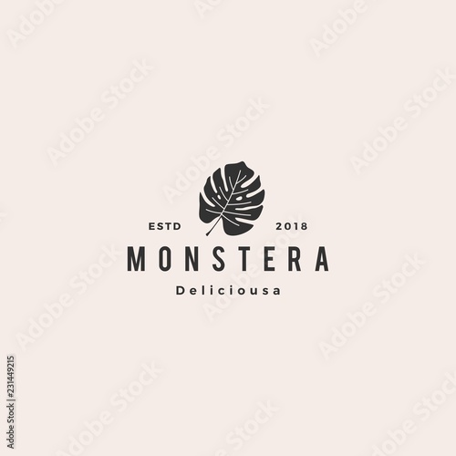 monstera deliciosa deliciousa leaf logo vector icon illustration