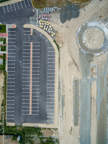 asphalt, car parking, view from above