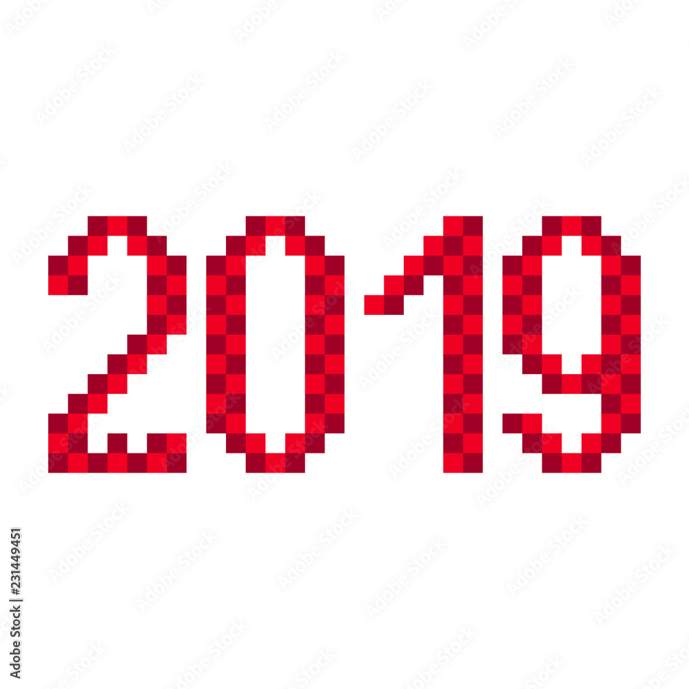 2019 number inscription. Pixel art. Vector. 2019 number inscription. Pixel art. Vector.