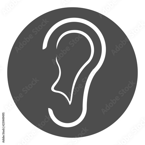 Ear icon. Listen button. Vector.