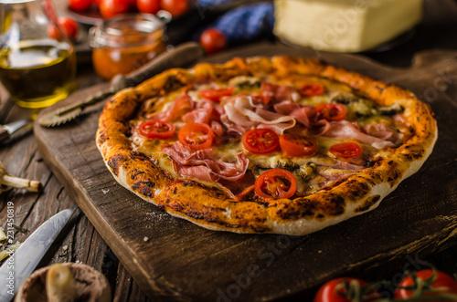 Rustic old style vintage pizza