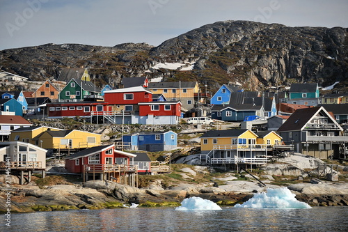 Settlement on the coast of Greenland. photo