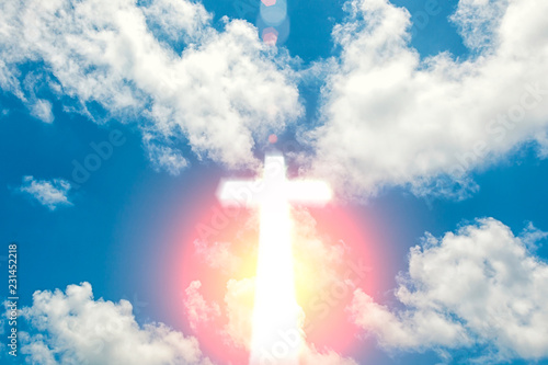 Glowing cross background photo