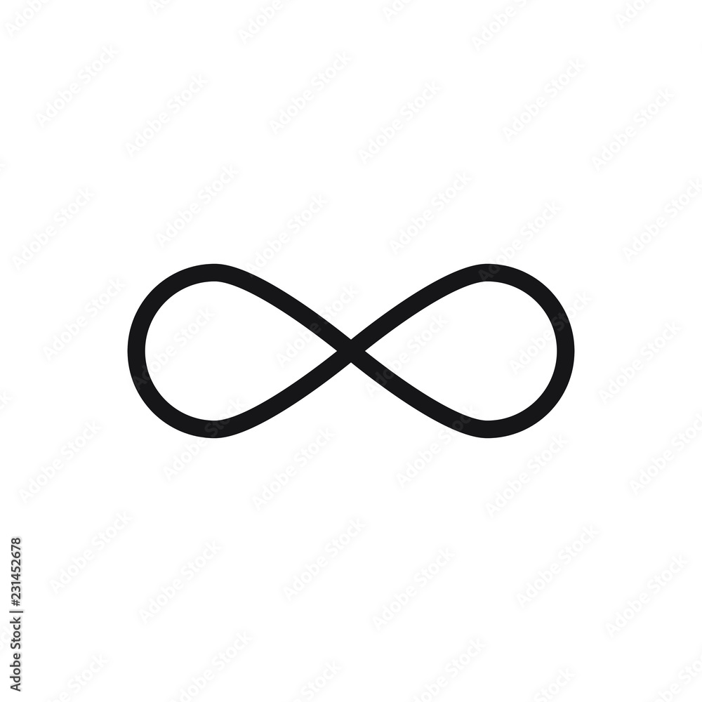 Infinity sign vector icon. Vector illustration on white background. Infinity sign vector icon. Vector illustration on white background.