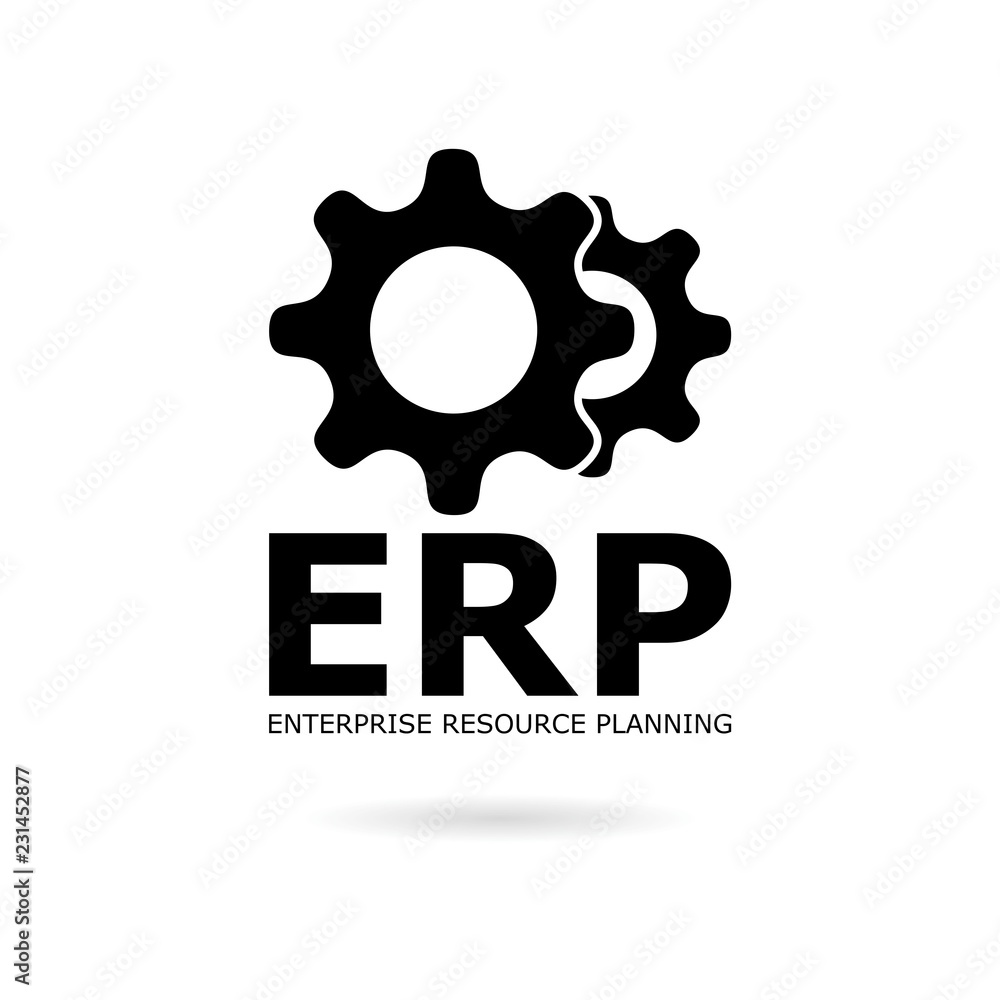 Black ERP icon or logo, Enterprise Resource Planning ERP Process Stock ...