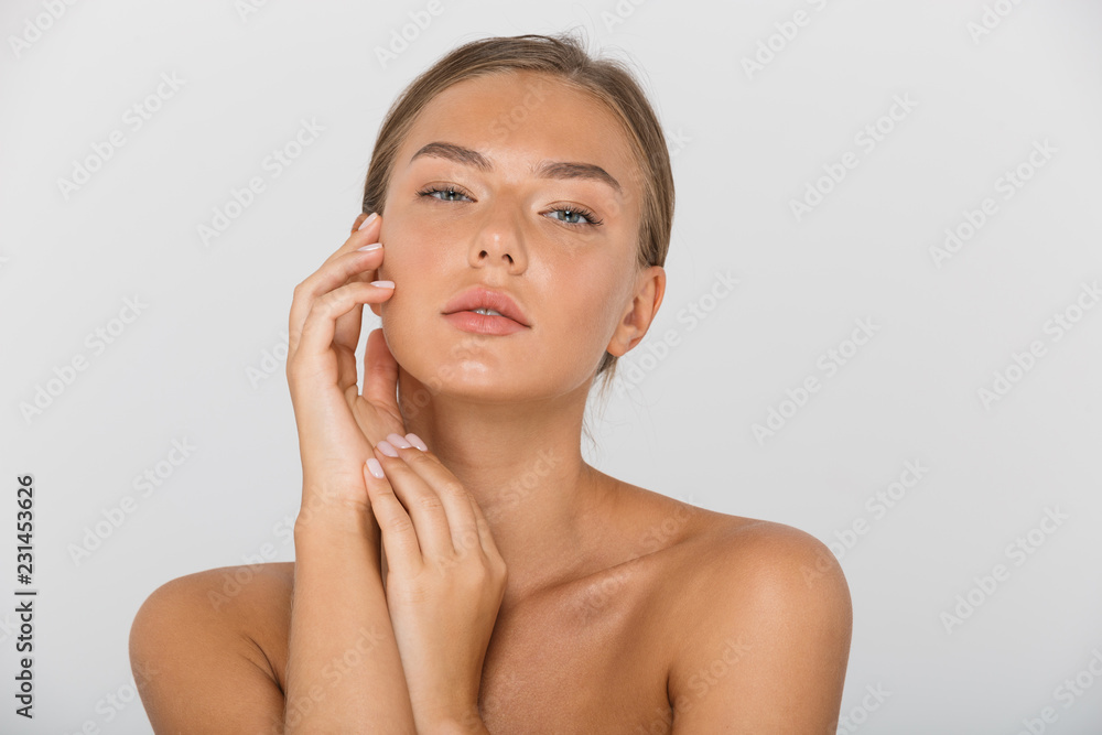 Beauty portrait of a topless attractive young woman Beauty portrait of a topless attractive young woman