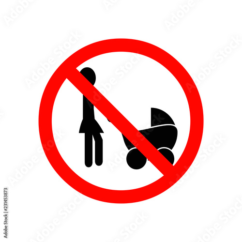 no pregnant mother with a stroller in a shopping mall.