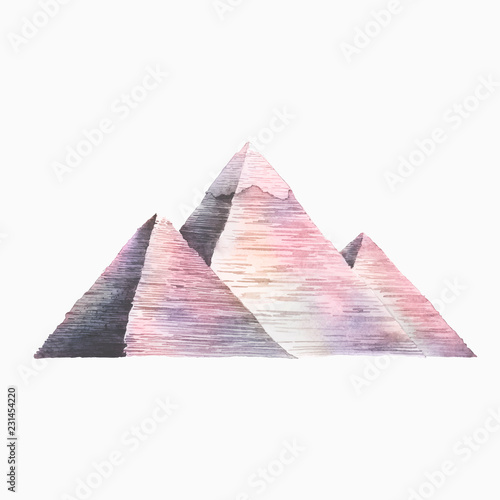 The Great Pyramids of Giza painted by watercolor