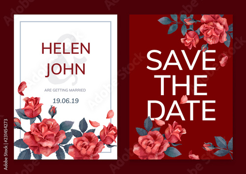Invitation card with a red color scheme