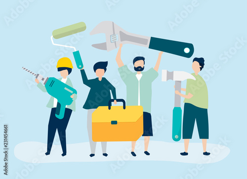 Character illustration of home improvement concept.